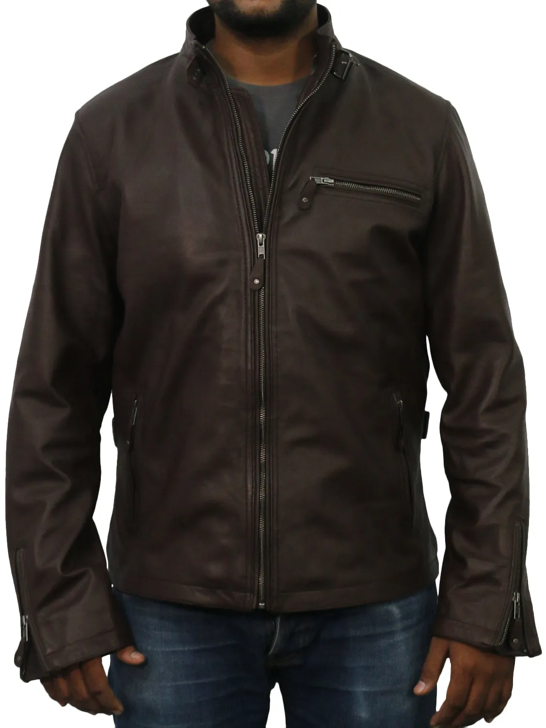 Blazara Maroon Biker Leather Jacket
