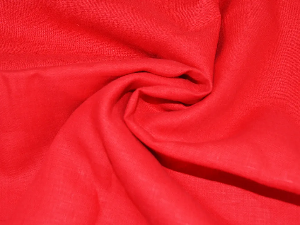 Blood Red Pure Linen Fabric - 60 Lea