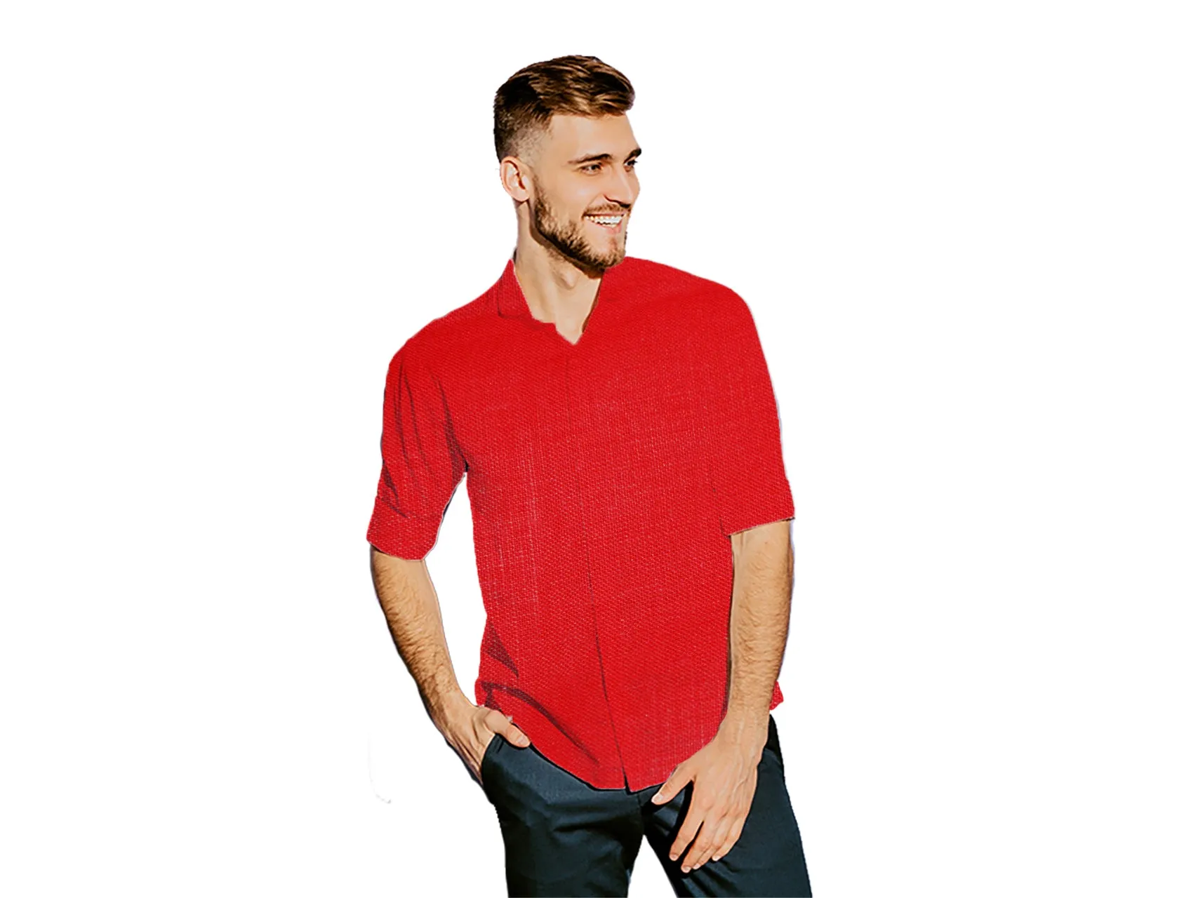 Blood Red Pure Linen Fabric - 60 Lea