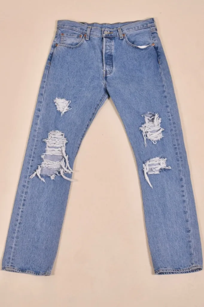 Blue 501 Distressed Jeans By Levis, 32