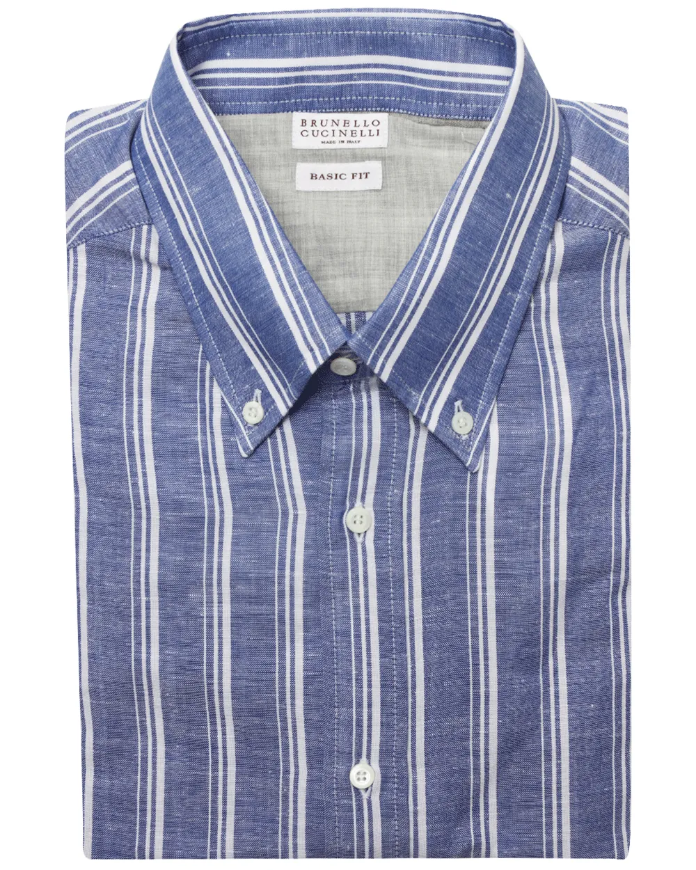 Blue and White Multi Striped Sportshirt
