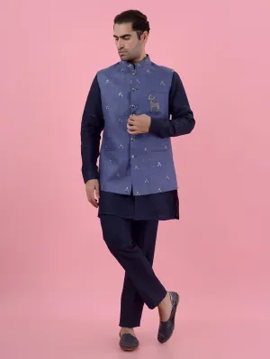 Blue Kurta Set with Koti | TULA