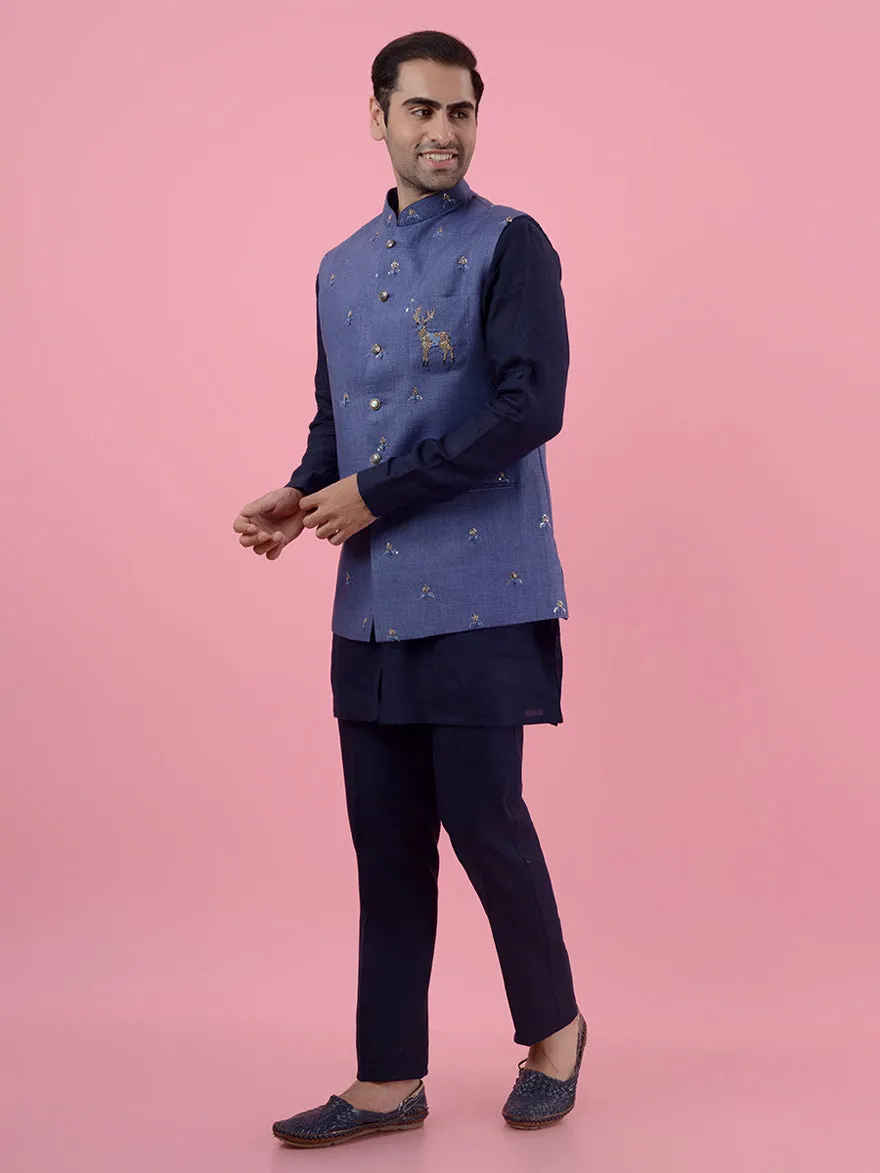 Blue Kurta Set with Koti | TULA