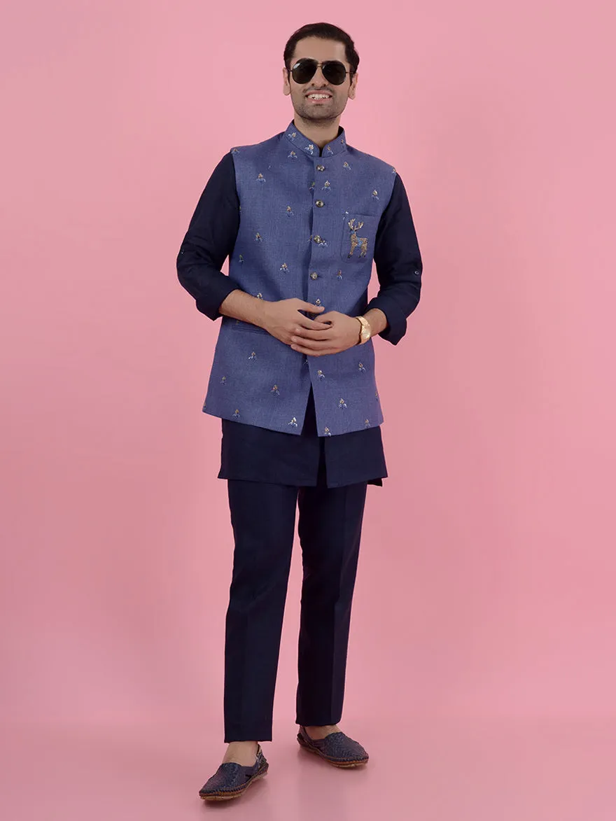 Blue Kurta Set with Koti | TULA