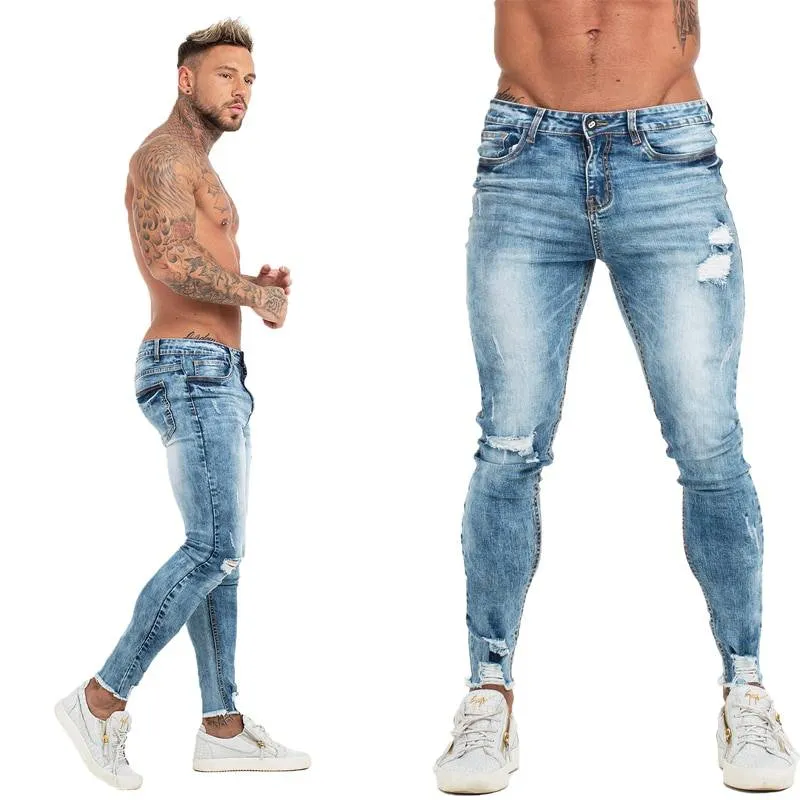 Blue Slim Fit Bottom Ripped Skinny Style Men Jeans