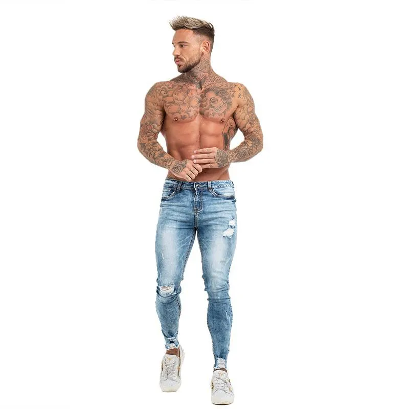 Blue Slim Fit Bottom Ripped Skinny Style Men Jeans