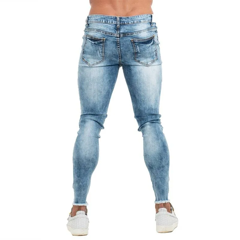 Blue Slim Fit Bottom Ripped Skinny Style Men Jeans