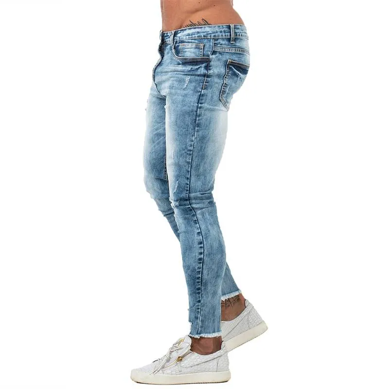 Blue Slim Fit Bottom Ripped Skinny Style Men Jeans