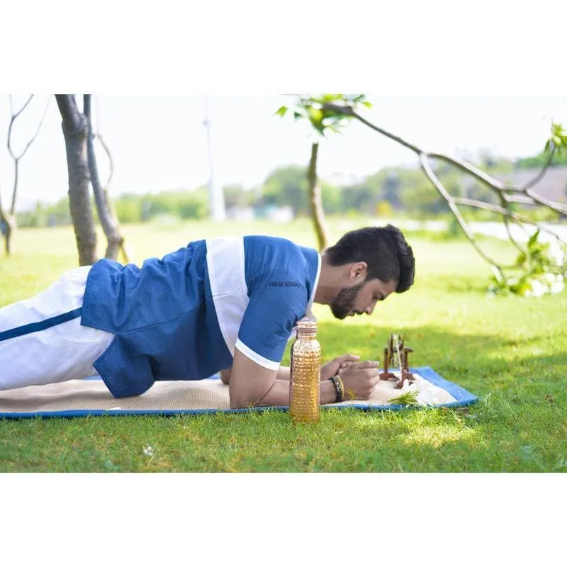 Blue-White Khadi Yoga Kurta Set