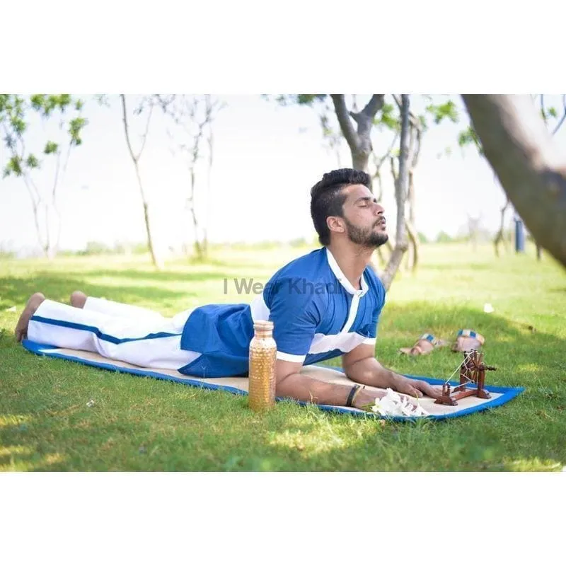 Blue-White Khadi Yoga Kurta Set