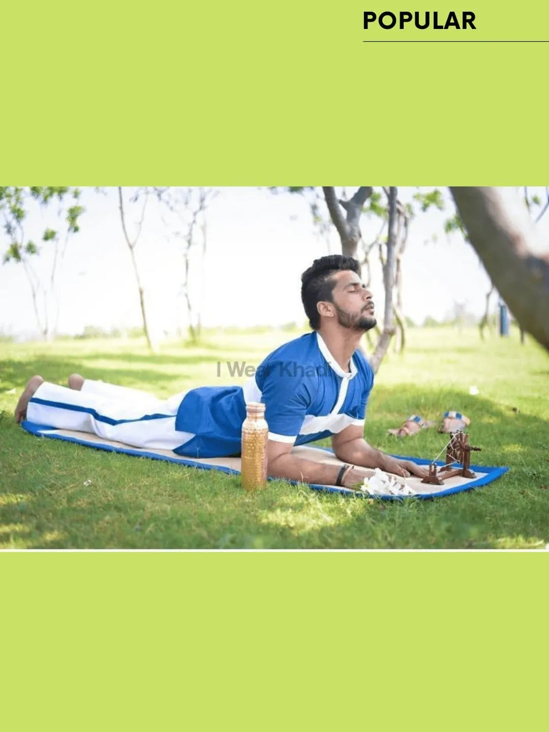 Blue-White Khadi Yoga Kurta Set