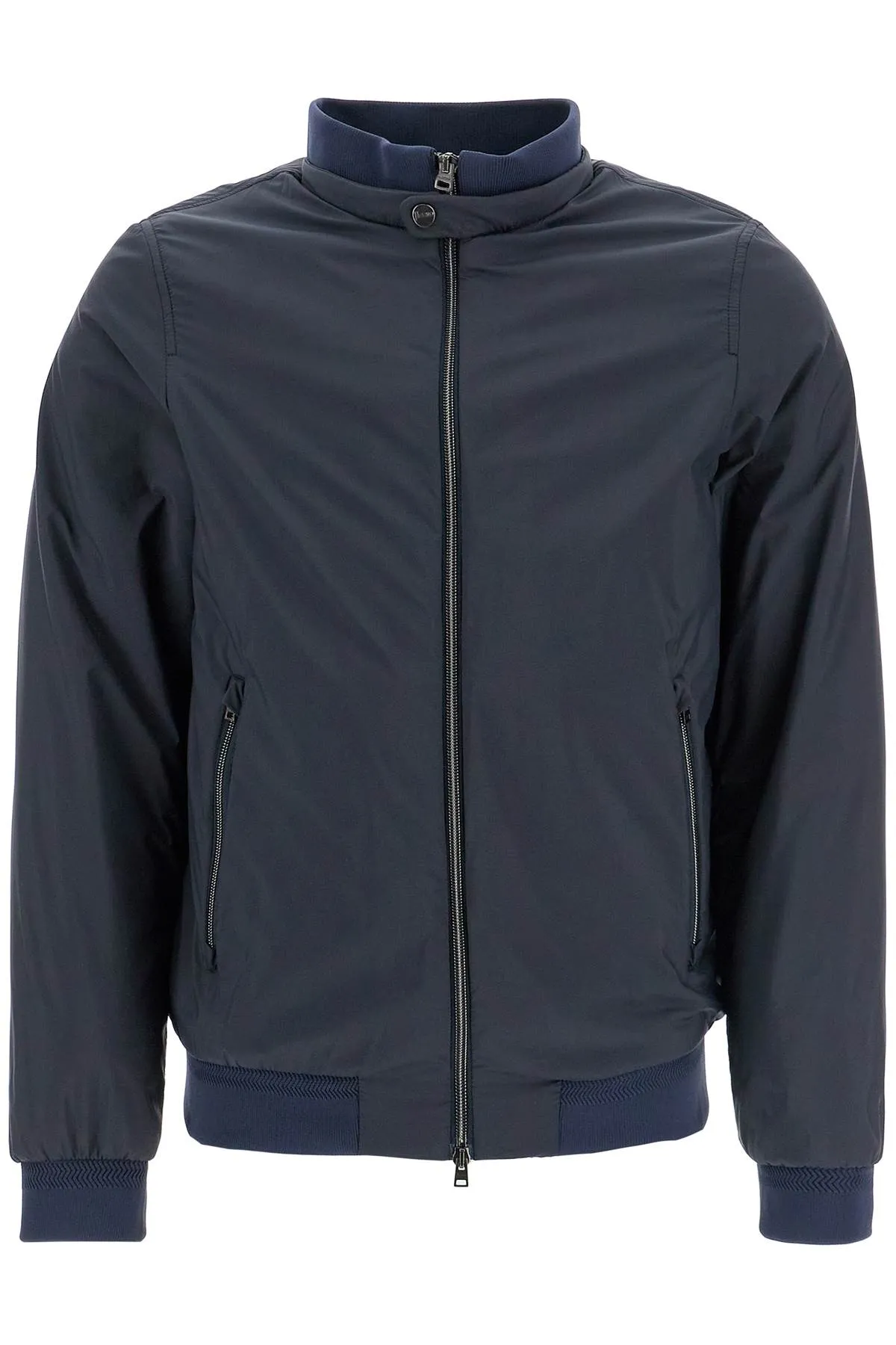bomber impermeabile leggero in poliammide blu scuro con zip e tasche GI000414U 12456Z BLU