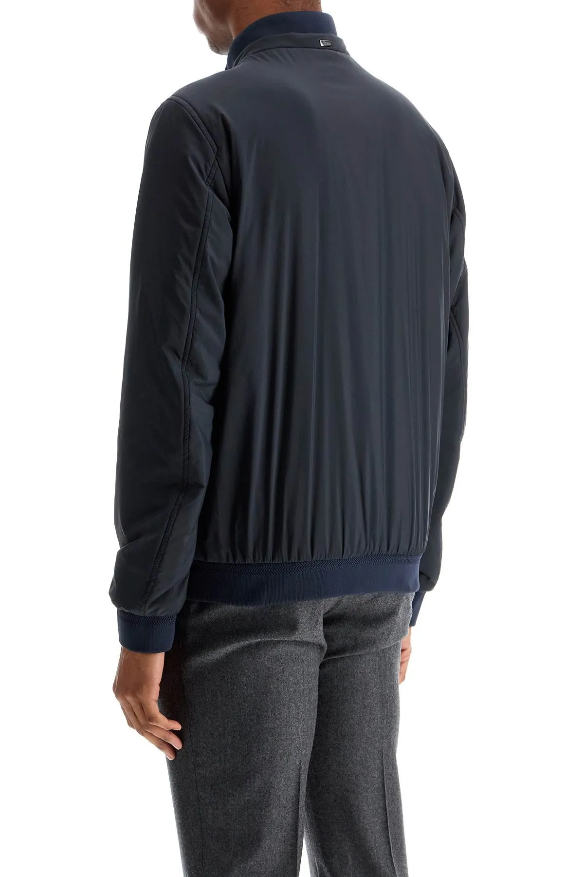 bomber impermeabile leggero in poliammide blu scuro con zip e tasche GI000414U 12456Z BLU