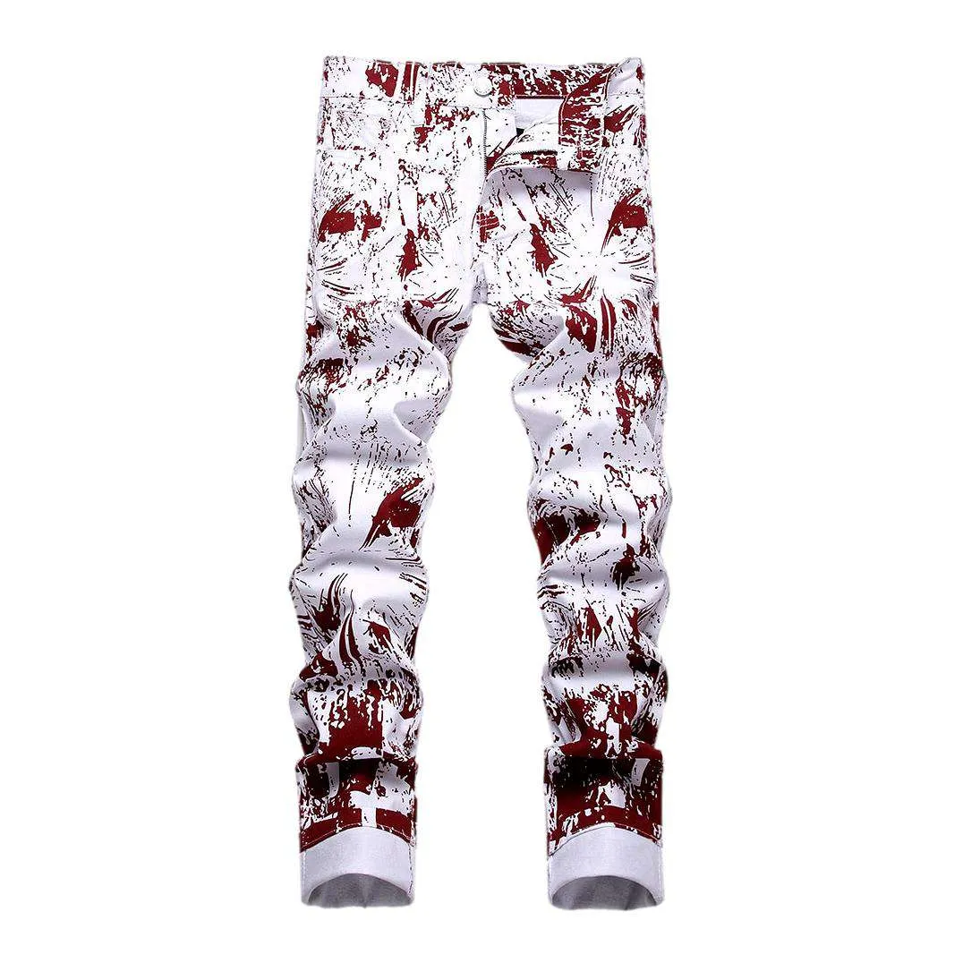 Bordo print white men jeans