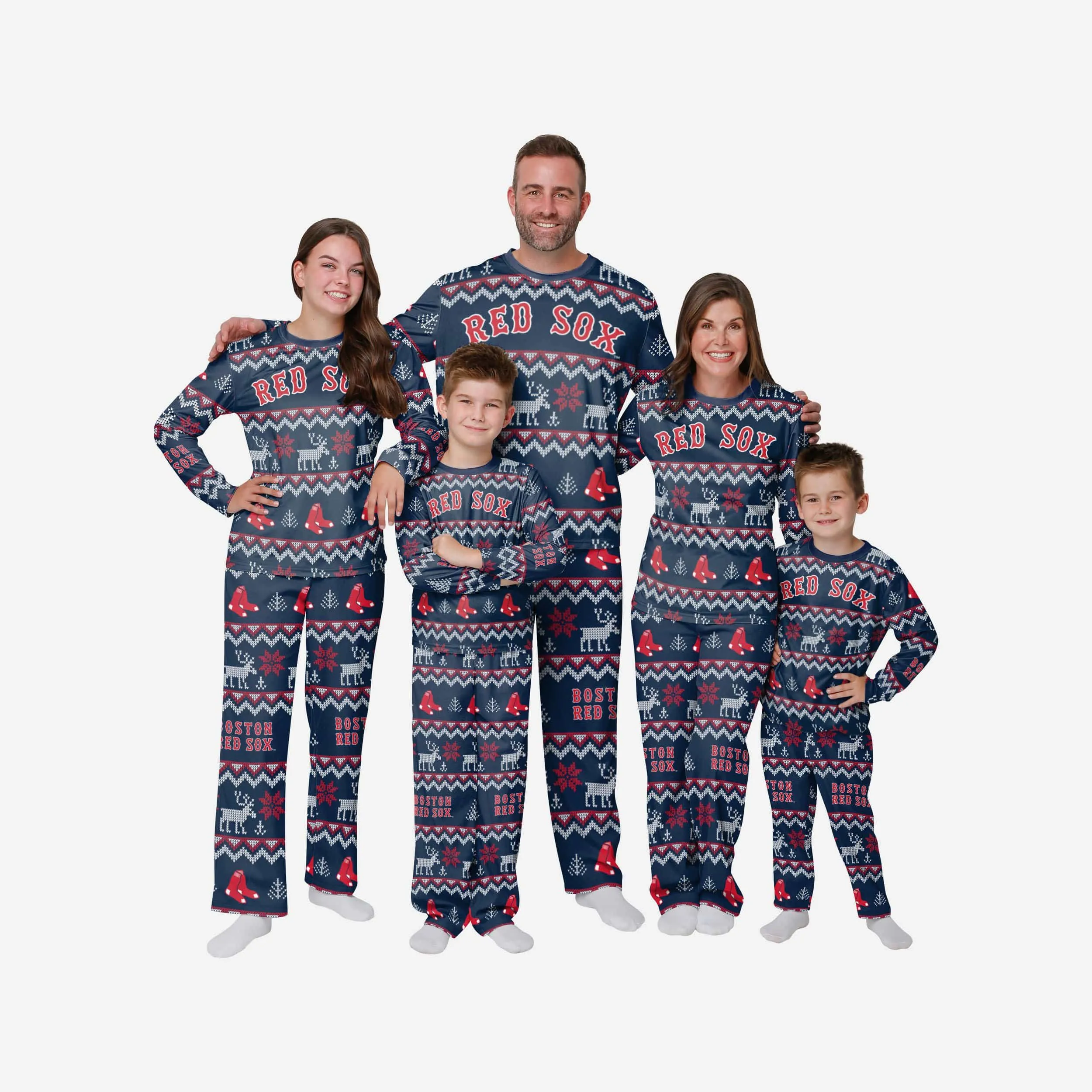 Boston Red Sox Mens Ugly Pattern Family Holiday Pajamas
