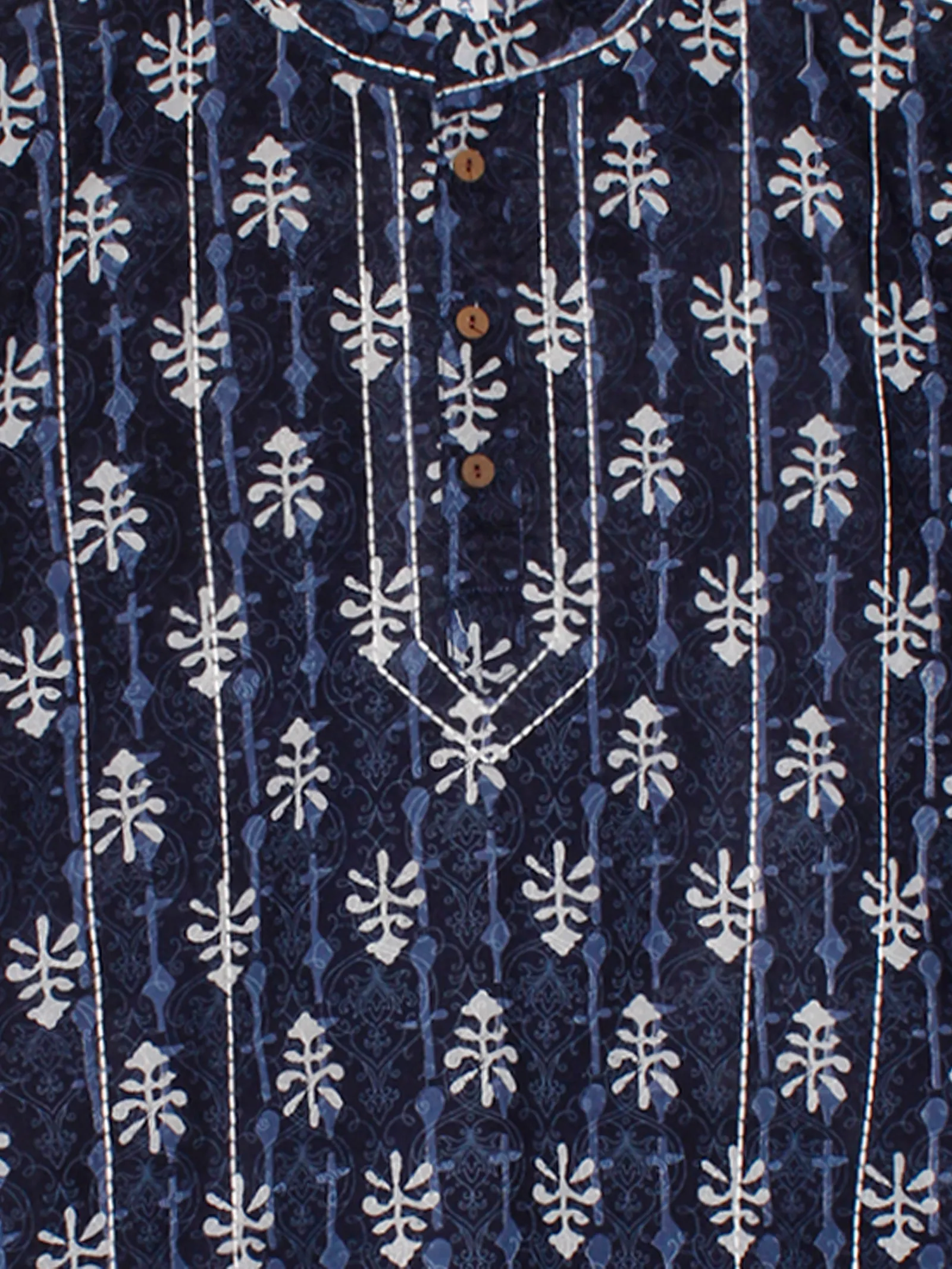 Boys 100% Cotton Ethnic Motif Jaipuri Short Kurta With Front Embroidery