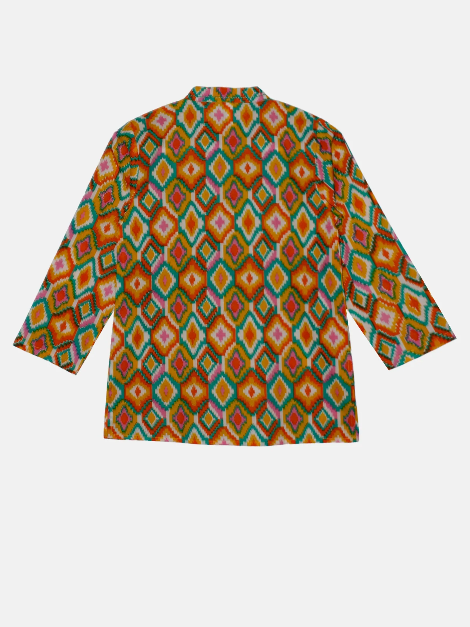 Boys 100% Cotton Ethnic Motif Jaipuri Short Kurta With Front Embroidery