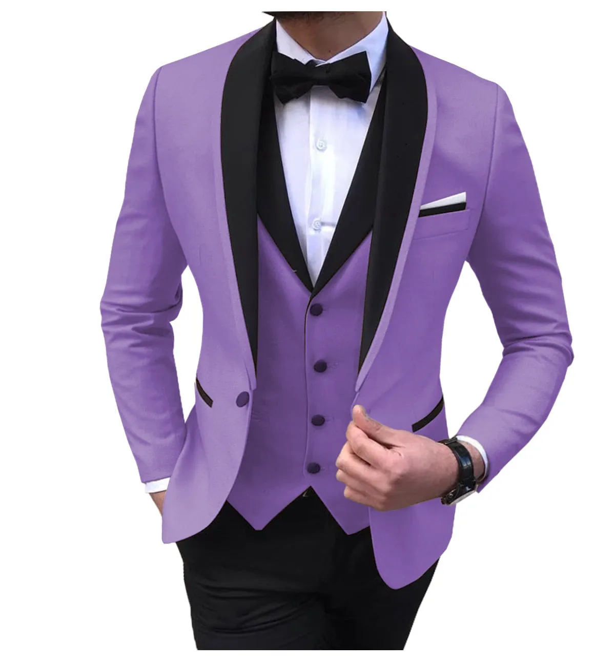 BRADLEY VIP SUITS Men's Fashion Formal 3 Piece Tuxedo (Jacket   Pants   Vest) Royal Blue Suit Set