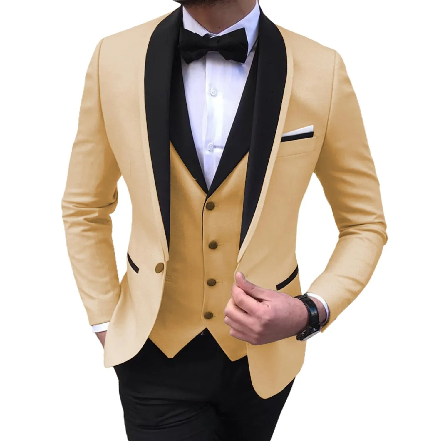 BRADLEY VIP SUITS Men's Fashion Formal 3 Piece Tuxedo (Jacket   Pants   Vest) Royal Blue Suit Set