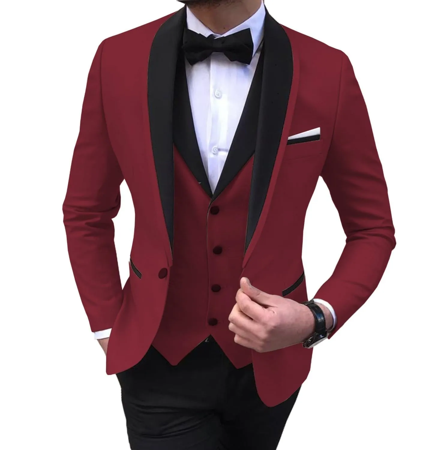 BRADLEY VIP SUITS Men's Fashion Formal 3 Piece Tuxedo (Jacket   Pants   Vest) Royal Blue Suit Set