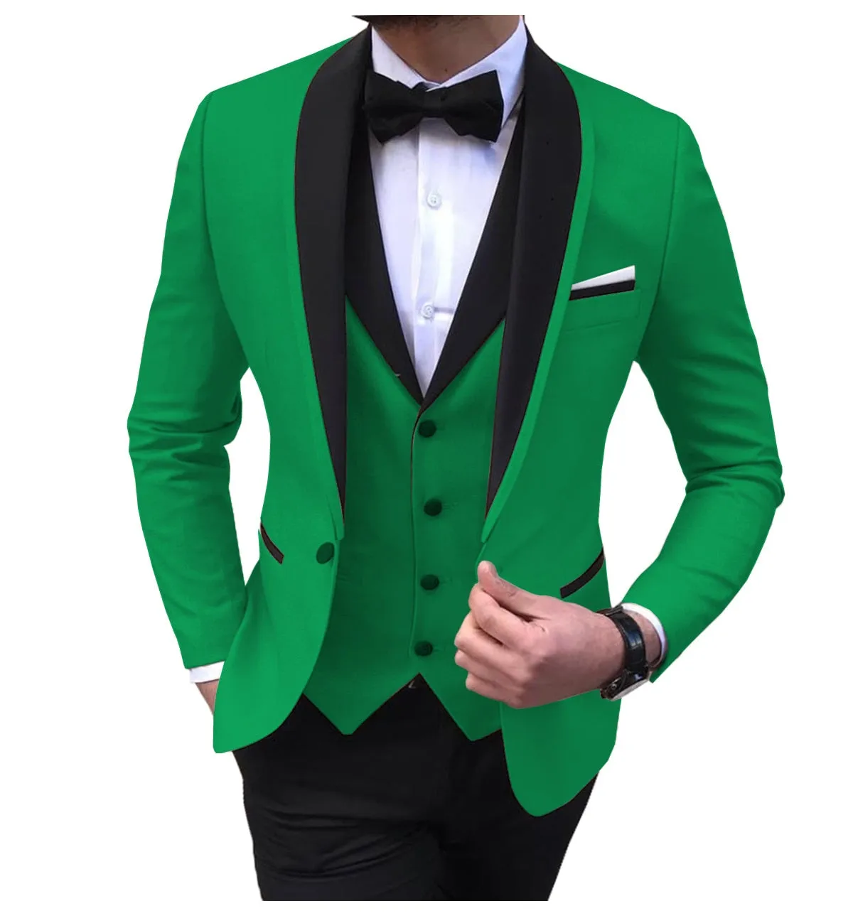 BRADLEY VIP SUITS Men's Fashion Formal 3 Piece Tuxedo (Jacket   Pants   Vest) Royal Blue Suit Set