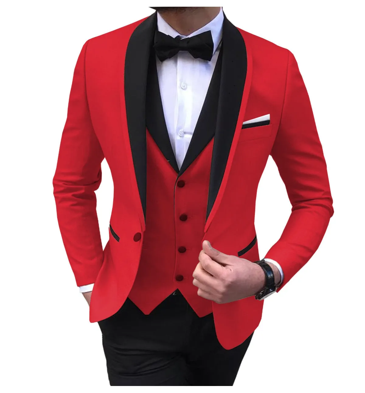BRADLEY VIP SUITS Men's Fashion Formal 3 Piece Tuxedo (Jacket   Pants   Vest) Royal Blue Suit Set