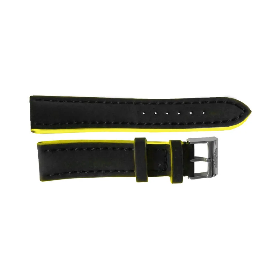 Breitling Black Leather Strap with Yellow Trimming on a Stainless Steel Tang Buckle 20-18mm 225X
