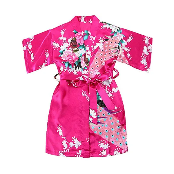 Bright Pink Mommy and Me Robes, Floral, Satin Feel