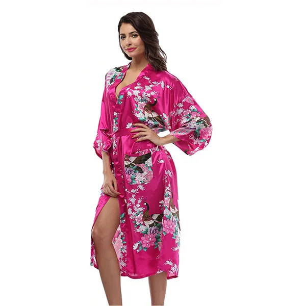 Bright Pink Mommy and Me Robes, Floral, Satin Feel