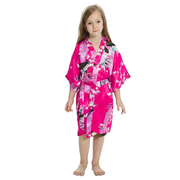 Bright Pink Mommy and Me Robes, Floral, Satin Feel