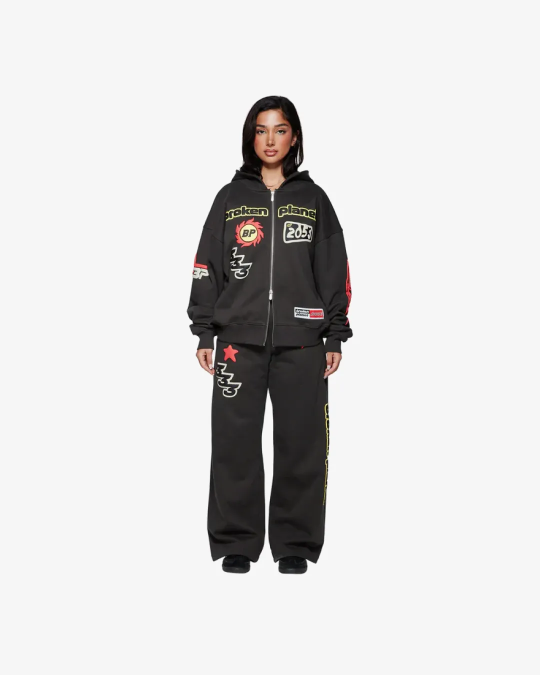 Broken Planet Performance Zip-Up Soot Black.