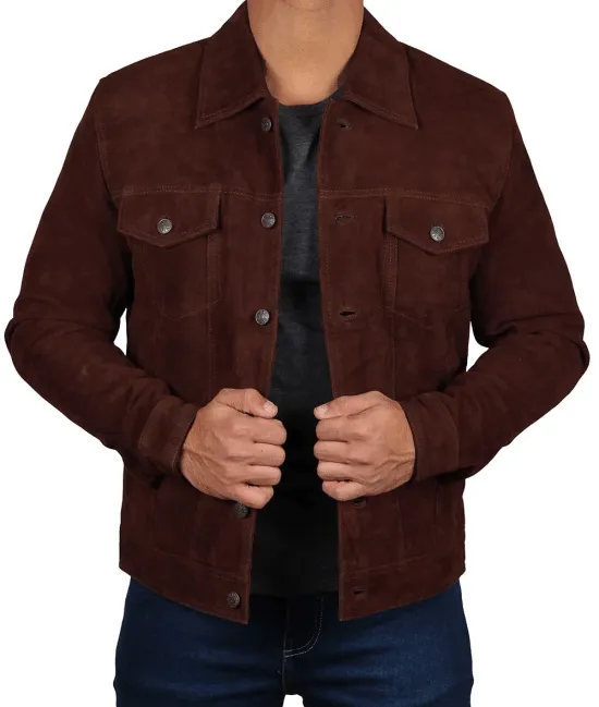 Brown Suede Leather Jacket for Men
