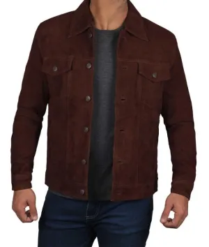 Brown Suede Leather Jacket for Men