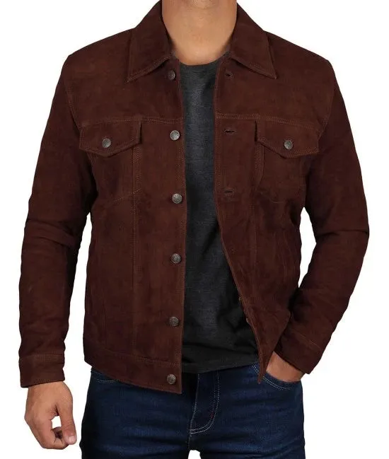 Brown Suede Leather Jacket for Men
