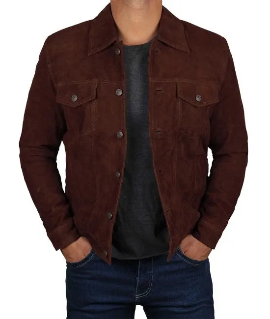 Brown Suede Leather Jacket for Men