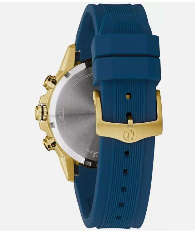 Bulova Men's Quartz Chronograph Calendar Blue Watch 45MM 97B208
