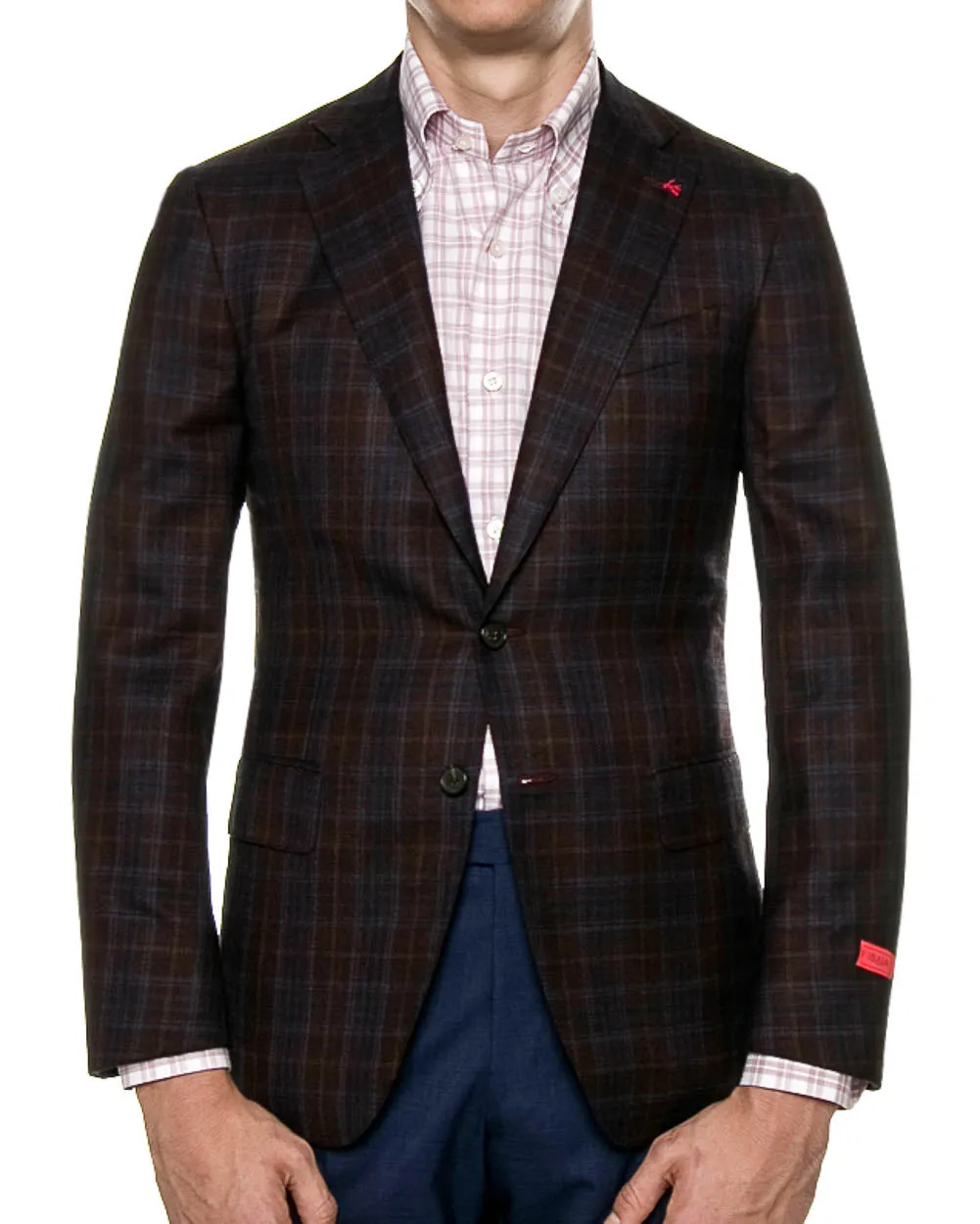 Burgundy and Dark Blue Plaid Sportcoat