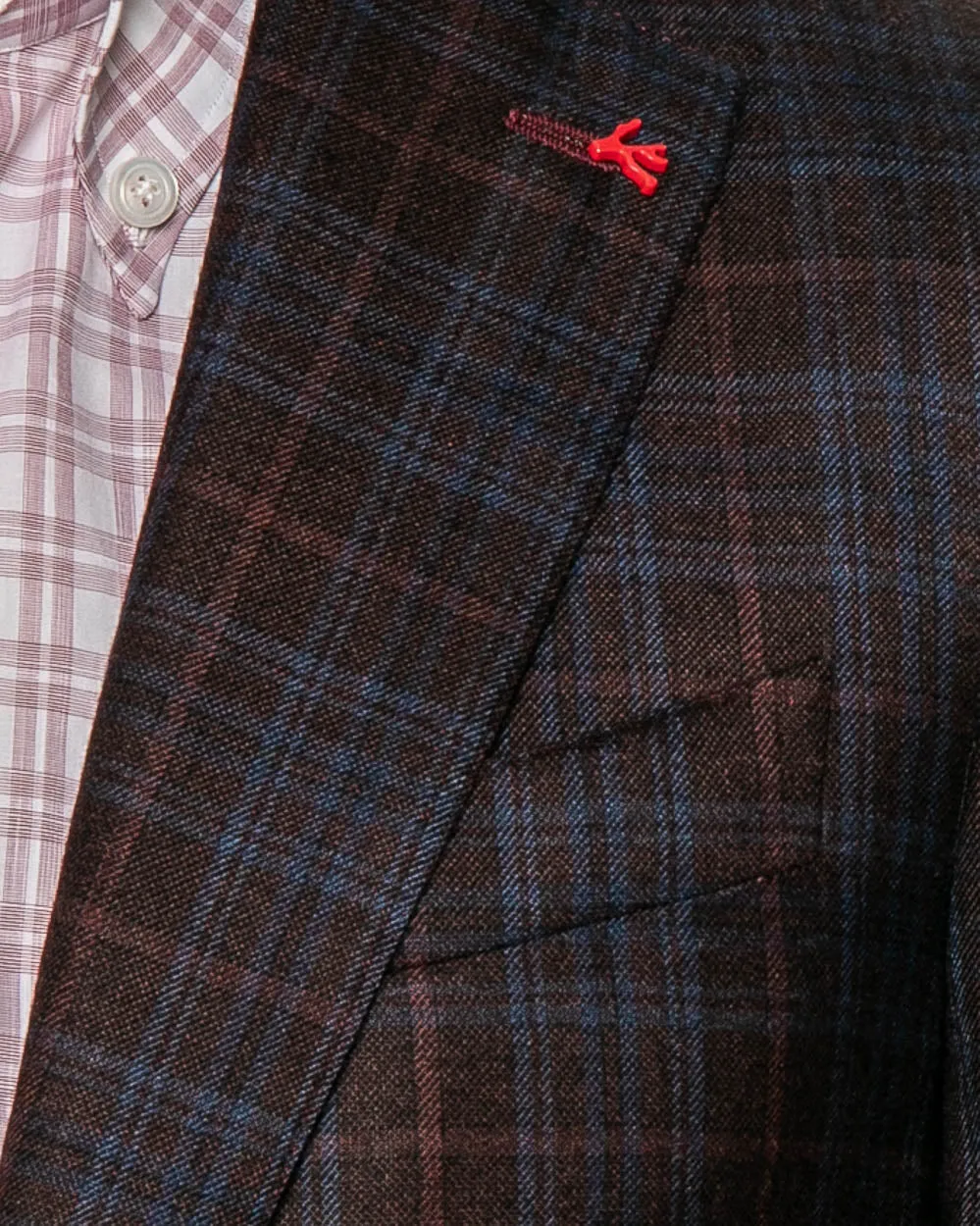 Burgundy and Dark Blue Plaid Sportcoat