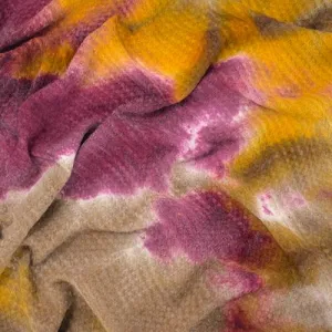 Burgundy/Mocha/Mustard Tie Dye Waffle Knit Fabric