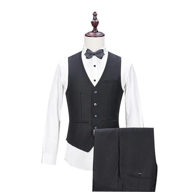 Business Style Men's Suit 3-Piece Suit Blazer   Pant   Vest Black