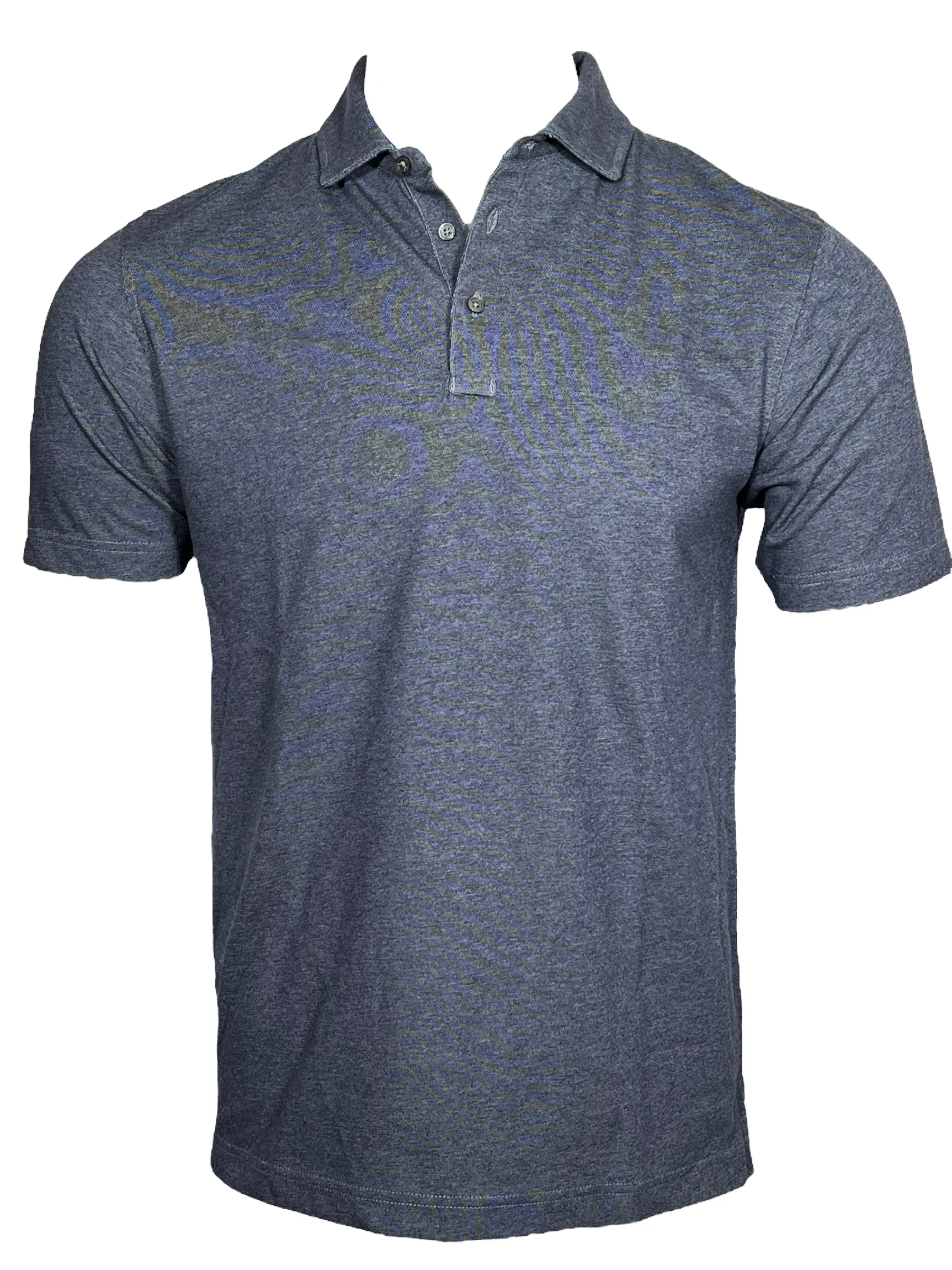 BUTTON DOWN MEN'S TECH POLO - ADMIRAL BLUE HEATHER