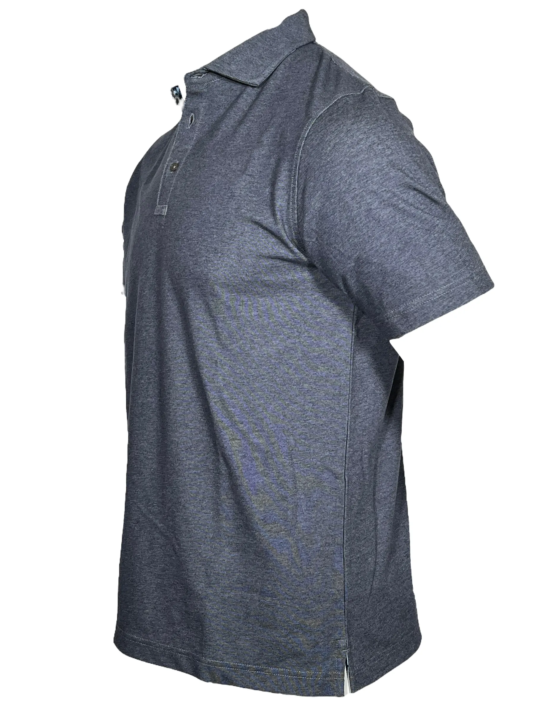 BUTTON DOWN MEN'S TECH POLO - ADMIRAL BLUE HEATHER
