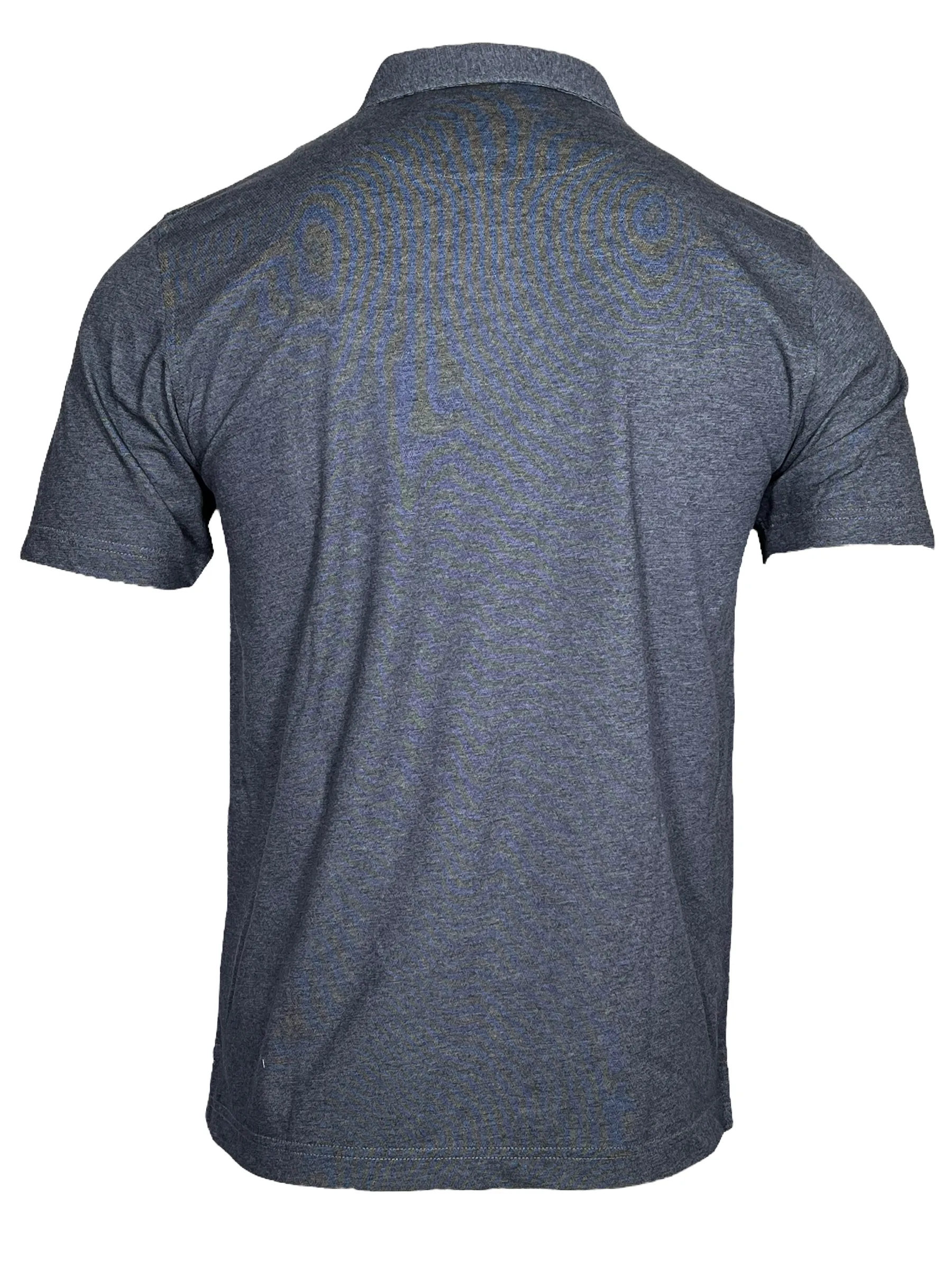 BUTTON DOWN MEN'S TECH POLO - ADMIRAL BLUE HEATHER