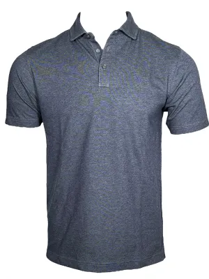BUTTON DOWN MEN'S TECH POLO - ADMIRAL BLUE HEATHER