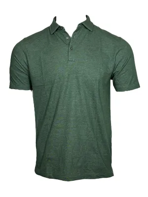 BUTTON DOWN MEN'S TECH POLO - FOREST GREEN HEATHER