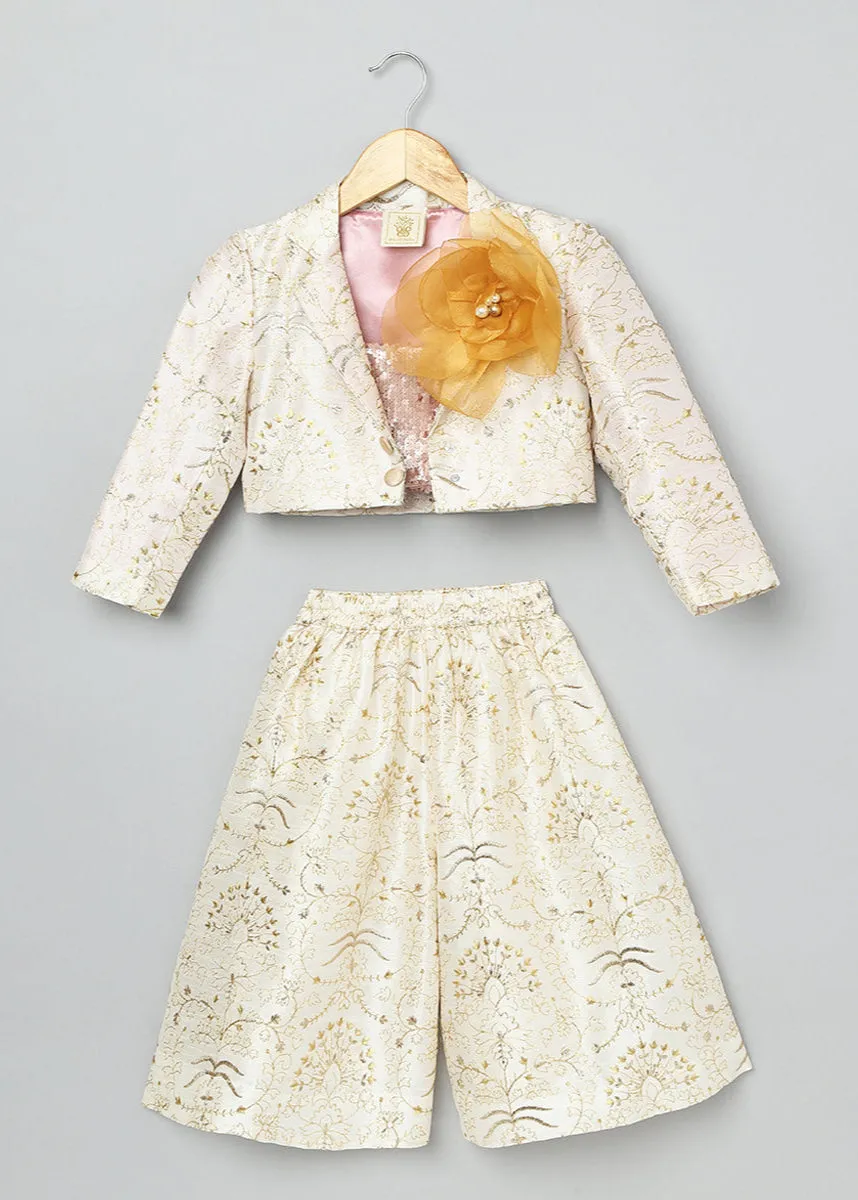 BYB PREMIUM full embroidery short blazer cullot set