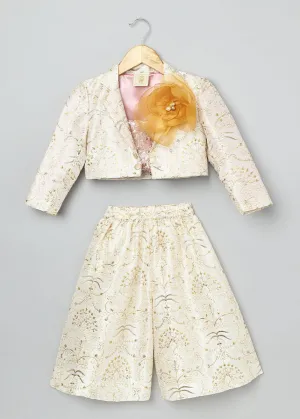 BYB PREMIUM full embroidery short blazer cullot set