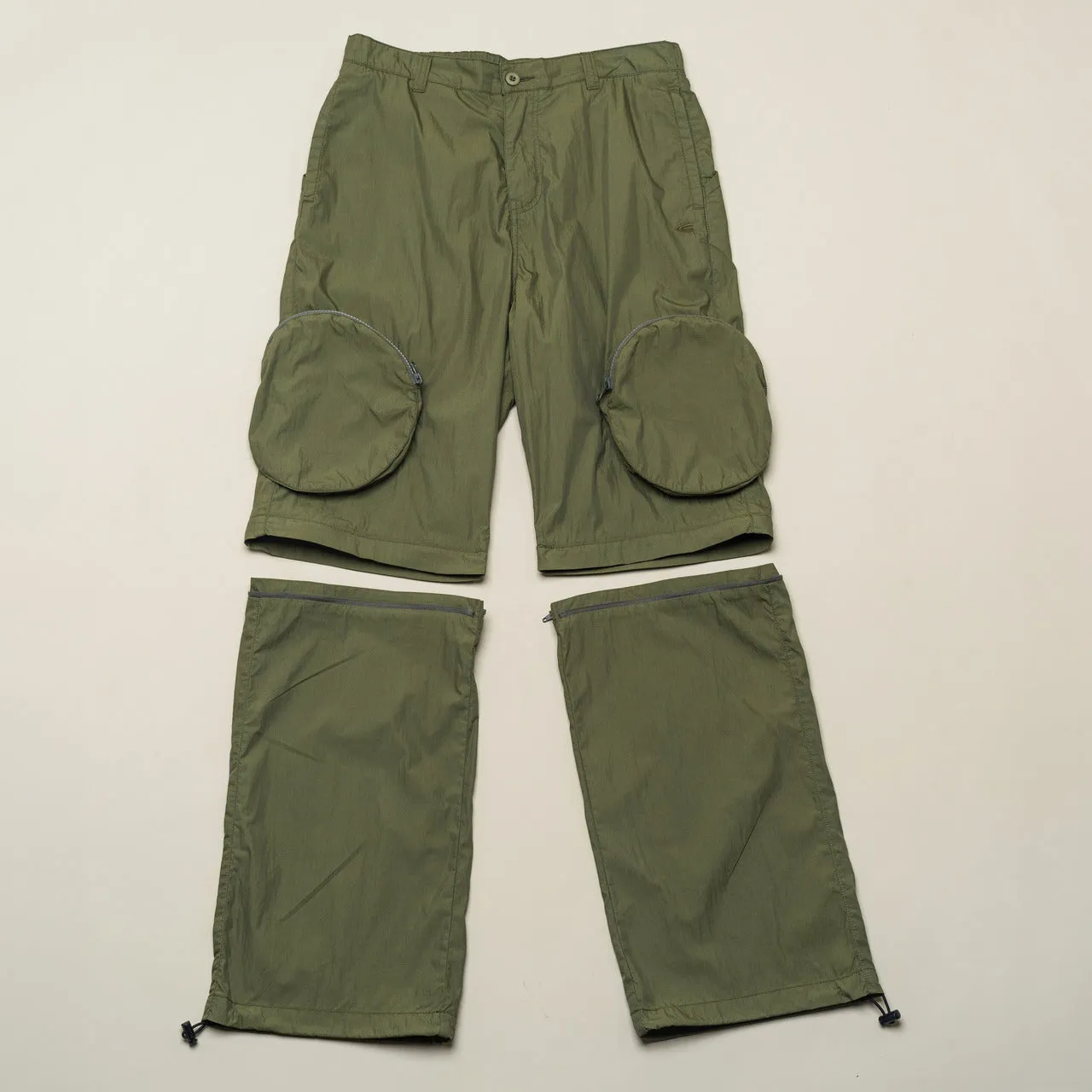 C by camel active Unisex Detachable Cargo Trousers in Baggy Fit with Multiple Pockets in Olive Cotton Blend 300-AW24C0909