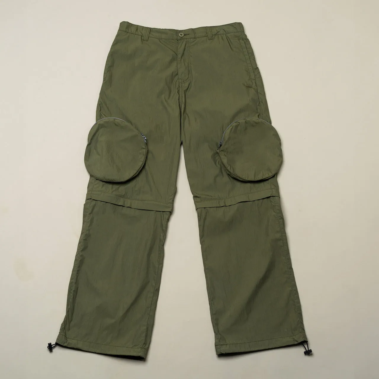 C by camel active Unisex Detachable Cargo Trousers in Baggy Fit with Multiple Pockets in Olive Cotton Blend 300-AW24C0909