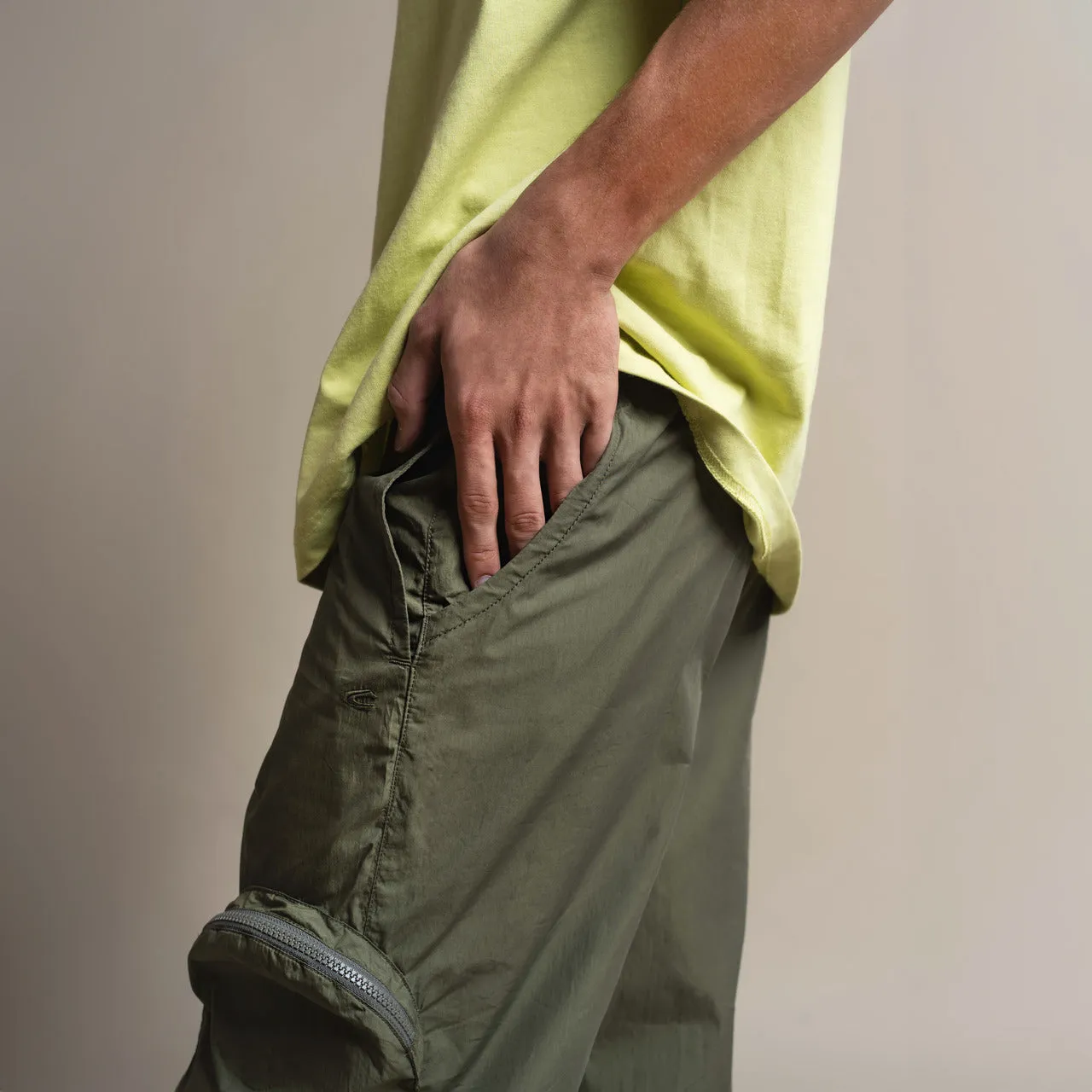 C by camel active Unisex Detachable Cargo Trousers in Baggy Fit with Multiple Pockets in Olive Cotton Blend 300-AW24C0909